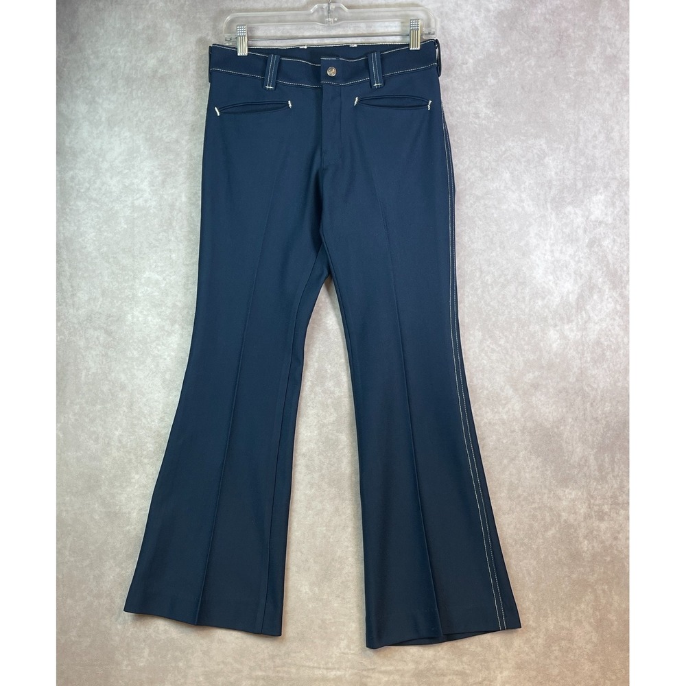 True VINTAGE Bell Bottom Pants Womens 30x29 Blue Formal Flared Talon 60s 70s